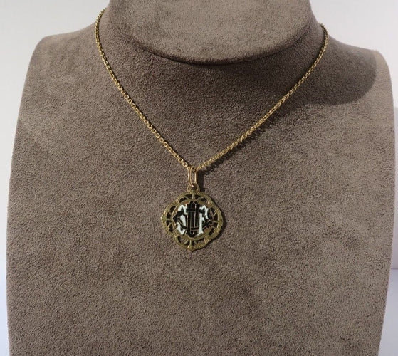Pendentif Pendentif monogramme ajouré émail or 58 Facettes