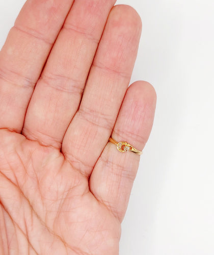 Bague 45 Petite bague antique or rose croissant de lune et diamants taille rose 58 Facettes A06297