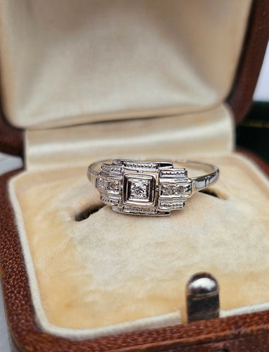 Bague 55 Bague Art Déco Diamants Or Blanc et Platine 58 Facettes 579