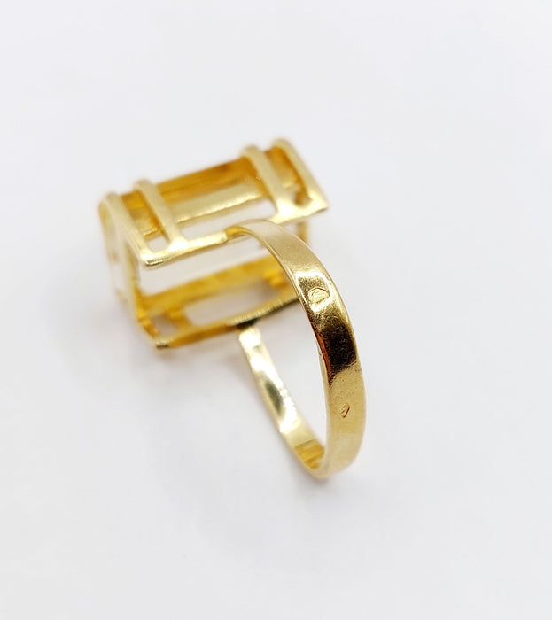 Bague cocktail or rose 18k ornée d'une citrine de 6.65 carats art deco