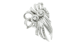 Broche Art déco double clips en or blanc et platine, diamants