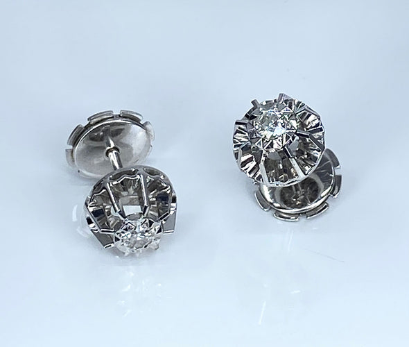 Paire de boucles d’oreilles or blanc et diamants