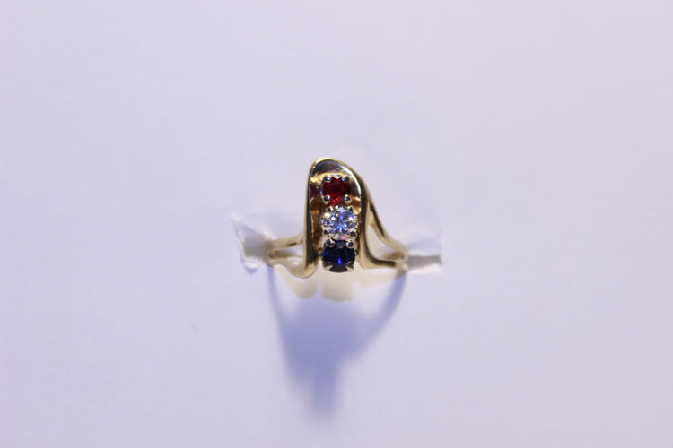 Bague 47 Bague Or Saphir, Rubis et Oxyde de Zirconium 58 Facettes