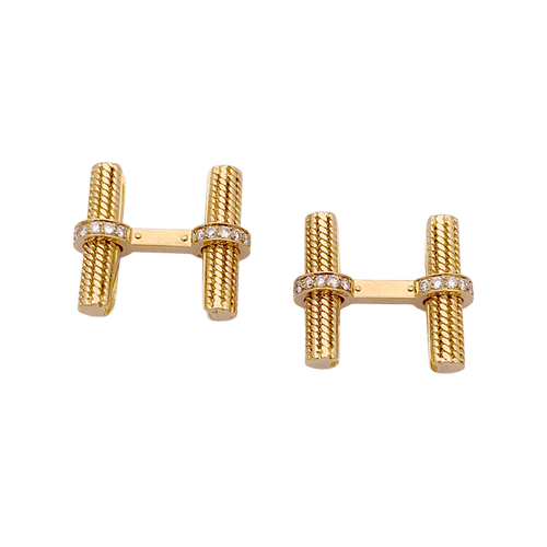 Boutons de manchette Boutons de manchette VAN CLEEF ET ARPELS, or jaune et diamants. 58 Facettes 34578