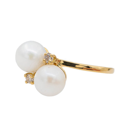 Bague 58 Bague Toi & Moi Or jaune Perle, Diamant 58 Facettes 3105054CN