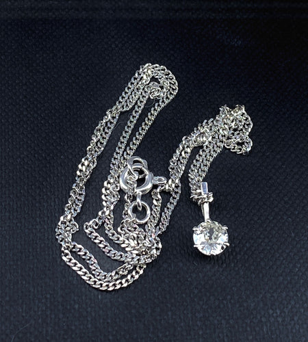 Collier Chaîne et pendentif en or blanc, diamant 0,40 carat 58 Facettes AB633