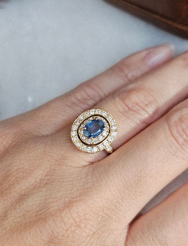 Bague 51 Bague or rose, Saphir, Diamants 58 Facettes 528