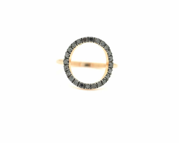 Bague Bague en or rose avec diamants noirs 58 Facettes 12784