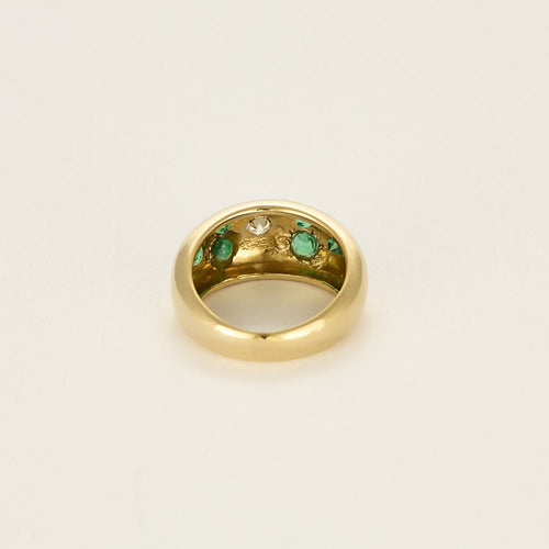 Bague 48 Bague jonc en or jaune, diamant et émeraudes 58 Facettes DIE1614X3