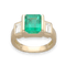 Bague 50-51 Bague en or jaune 18K avec emeraude de Colombie 2,88 cts et diamants baguette - Certificat Carat Gem Lab - Taille ajustable 58 Facettes FB09851