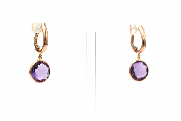 Boucles d'oreilles Boucles d'oreilles contemporaines serties d'améthystes en or rose 18 carats 58 Facettes 23286