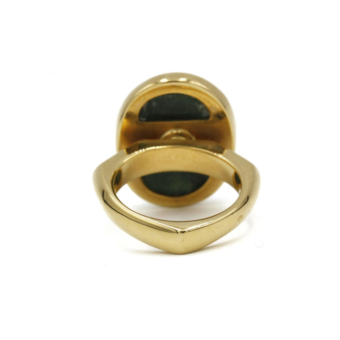 Bague 53 Bague or jaune et aventurine verte 58 Facettes 210111R