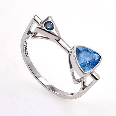 Bague 54 Bague en or blanc, aigue-marine et diamant. 58 Facettes 78530361