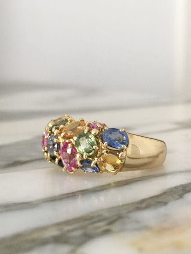 Bague 54 CHAUMET - Bague Tutti-Frutti en or jaune, saphirs 58 Facettes