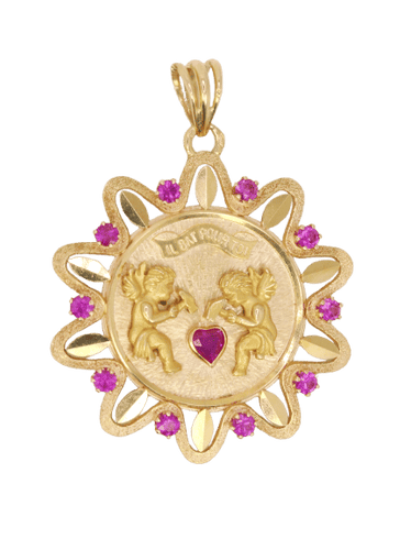 Pendentif Pendentif or jaune rubis "Il bat pour toi" grand modèle 58 Facettes 1190.4