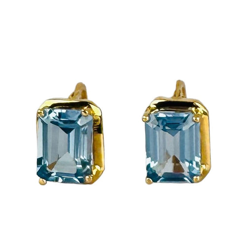 Boucles d'oreilles Boucles d'oreilles en or jaune avec aigues-marines et émeraude 58 Facettes 2505013