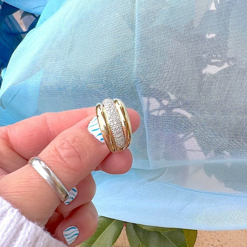 Bague 58.5 Bague Jonc bombé - Diamants - Or blanc et or jaune 18 K 58 Facettes AA 1714