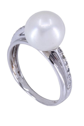 Bague 48 BAGUE PERLE ET DIAMANTS 58 Facettes 086031