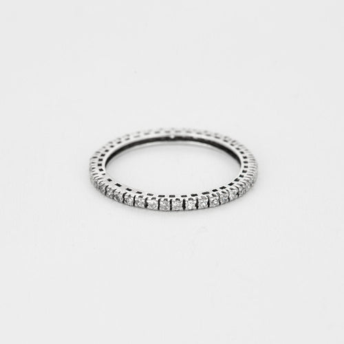 Bague 58 Alliance américaine or blanc et diamants 58 Facettes GU170