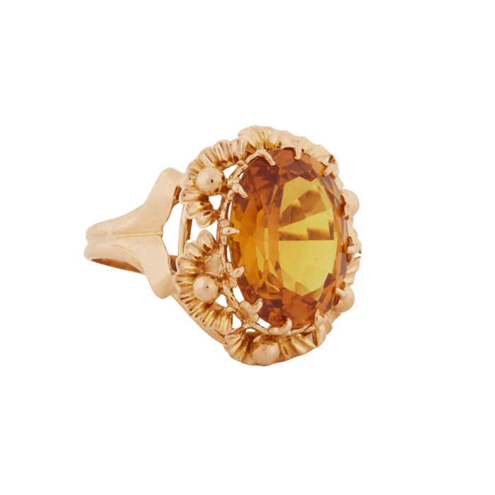 Bague 59 Bague or jaune et citrine ovale 58 Facettes 7025/21