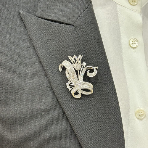 Broche Broche en or gris 18K et platine avec 2,50 ct de diamants taille ancienne - Vers 1950 - 15,50 g 58 Facettes FB10387