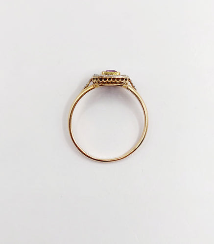Bague 55 Bague pompadour or jaune, platine, améthyste et diamants taille rose (circa 1910) 58 Facettes A05298