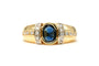 Bague 56 Bague contemporaine en or jaune 18 carats sertie d'un saphir et de diamants 58 Facettes B733