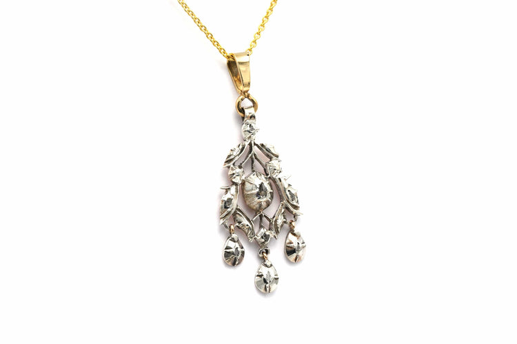Pendentif Pendentif Napoléon III en or jaune et argent serti de diamants taille rose 58 Facettes 22808