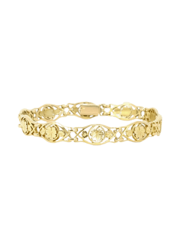 Bracelet Bracelet Art Nouveau or jaune maille feuille de lierre 58 Facettes 1133.2