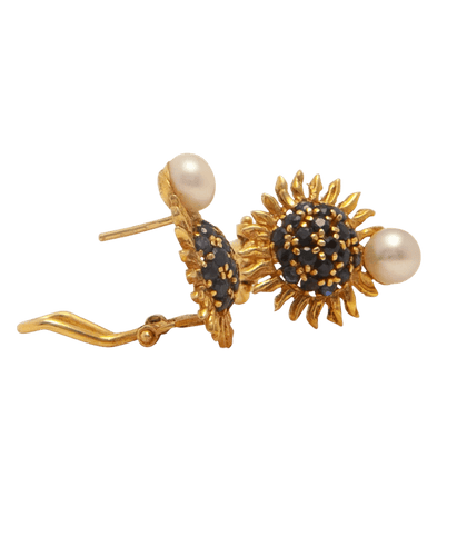 Boucles d'oreilles Boucles d'oreilles Or jaune 18K Saphir Perle Tournesols 58 Facettes BO220433/TOURNESOLS