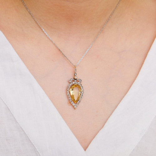 Pendentif Pendentif Ancien Citrine Diamants 58 Facettes