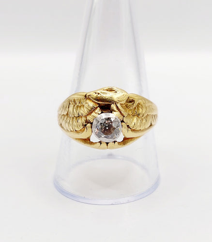 Bague 62.5 Bague chevalière chimère en or 18k et platine avec diamant taille ancienne 58 Facettes A06450