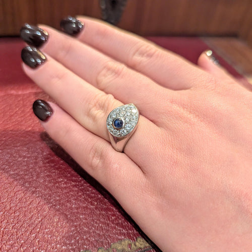 Bague Bague en or blanc diamants et saphir 58 Facettes 29701