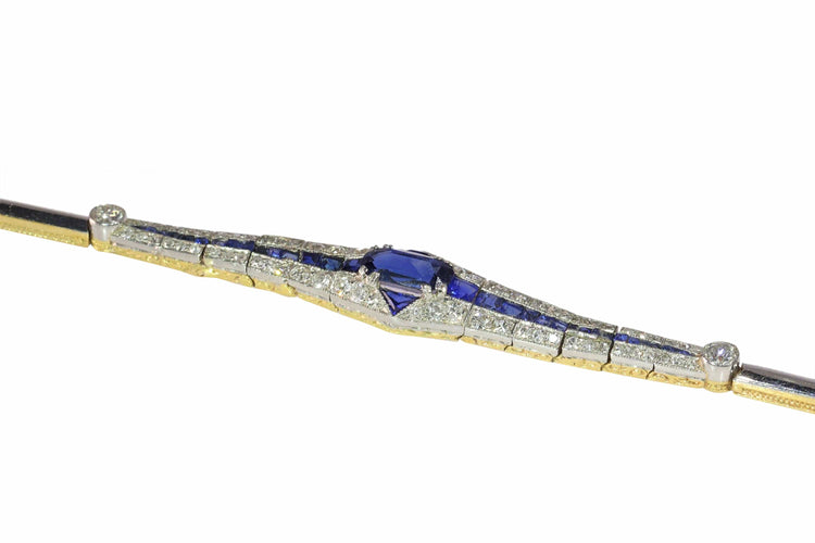 Bracelet Bracelet des années 1920 : une fusion de saphirs et de diamants 58 Facettes 13042-0008