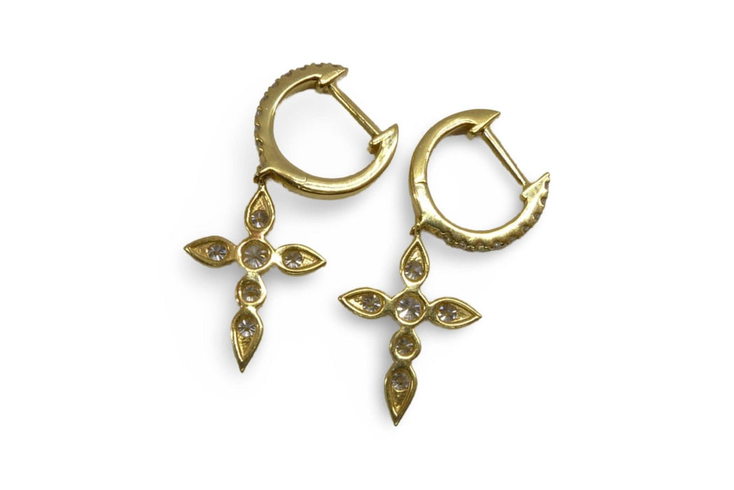 Boucles d'oreilles Boucles d'oreilles or pendentif croix 0,41 ct 58 Facettes 00017901