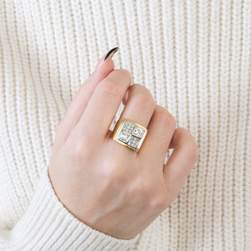 Bague 51.5 Bague Tank Diamants 58 Facettes