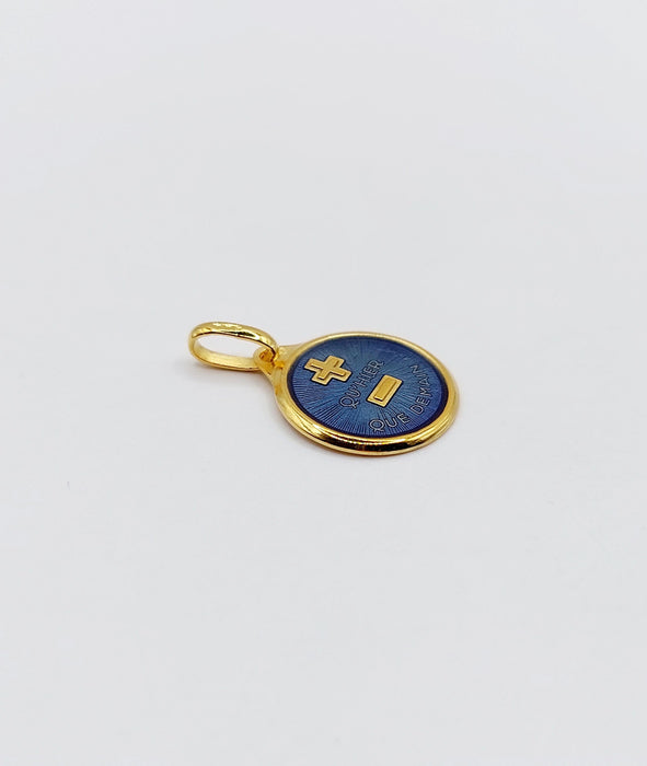 Pendentif AUGIS - Pendentif médaille d'amour or jaune  - L'Élégante Bleue Foncée 58 Facettes J10794X000