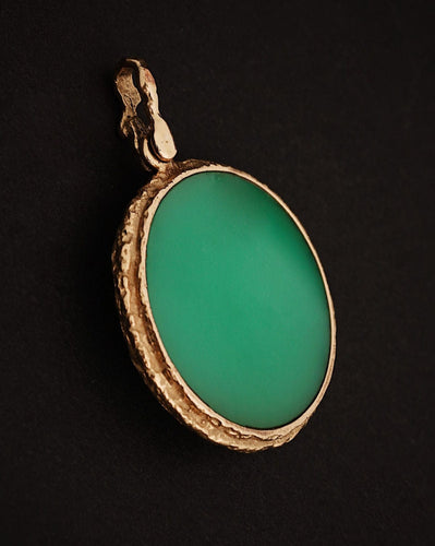 Pendentif 1963, Georges Braque "Idothée" Pendentif Or et Chrysoprase 58 Facettes