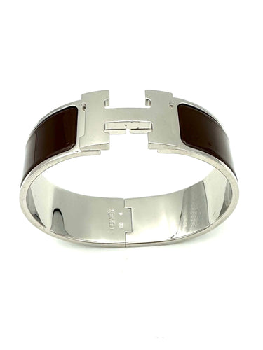 Bracelet HERMES. Collection "Clic clac H", bracelet argenté 58 Facettes