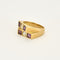 Bague 57,5 Bague moderniste en or jaune, améthyste et aigue-marine 58 Facettes SOI3467X2