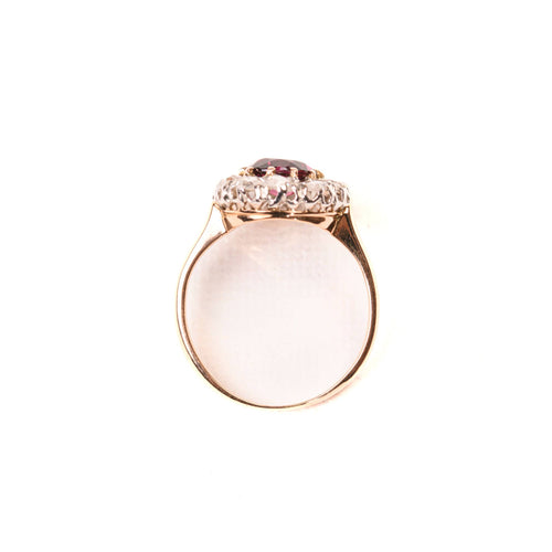 Bague 51 Bague marguerite ancienne rhodolite et diamants en or rose 58 Facettes 265