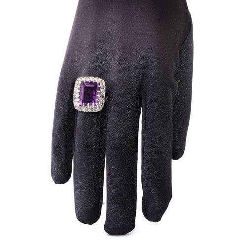 Bague 55 Bague vintage en or jaune avec améthyste et diamants 58 Facettes AN495