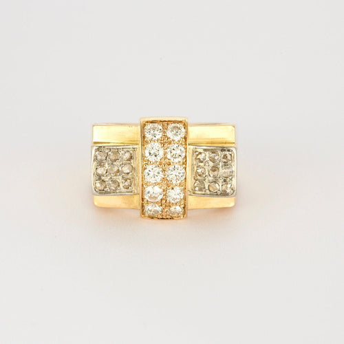 Bague 65 Bague tank or jaune diamants 58 Facettes