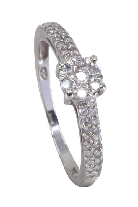 Bague 54 Bague solitaire or blanc diamants 58 Facettes 086101