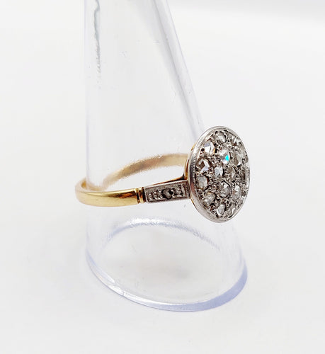 Bague 62.5 Bague cible or jaune, diamants taille rose (circa 1920) 58 Facettes A06337