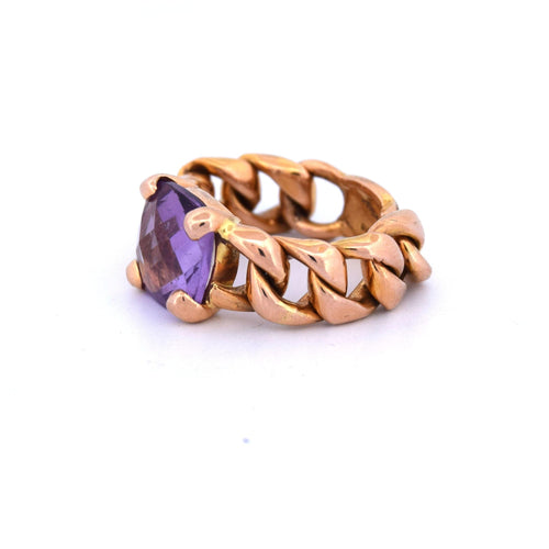 Bague 51 Bague vintage en or jaune avec améthyste 58 Facettes