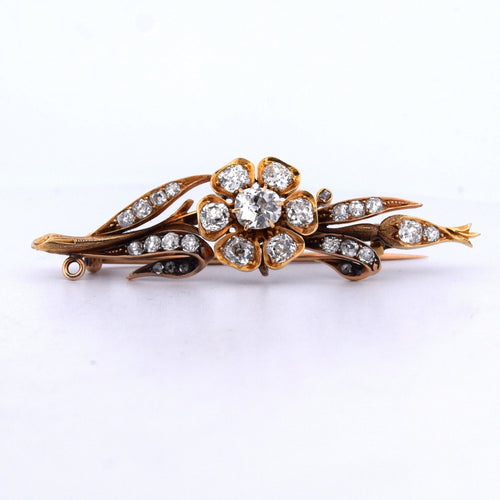 Broche Broche ancienne en or jaune sertie de diamants 58 Facettes