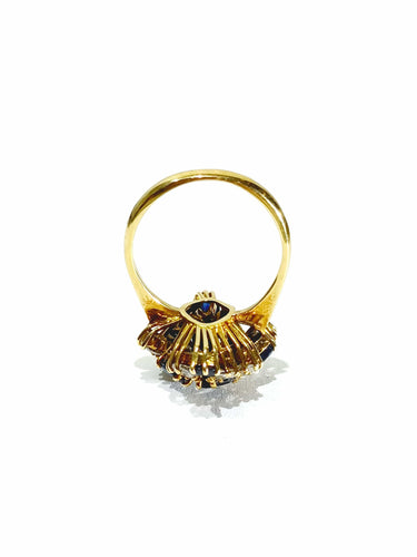 Bague 56.5 Bague Poire Or jaune, Diamants et Saphirs 58 Facettes