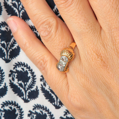 Bague 55.5 Bague or rose, platine, diamants 58 Facettes P6L2