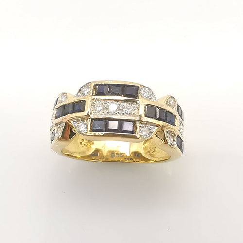 Bague Bague en or sertie de saphirs et diamants 58 Facettes